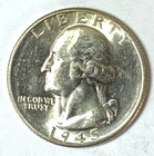 1945 D 25c Washington Silver Quarter Dollar Denver Uncirculated