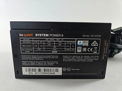Be Quiet System Power 8 S8-500W ATX Netzteil 500 Watt (BN241) 80+
