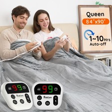 Heated Blanket Queen Size -84x90 Dual Control Flannel Electric Blanket,10 Hea...