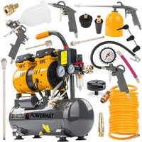 ÖLfreier Kompressor 6L 8Bar Leise Druckluftkompressor 150L/Min 230V + Set Mit 18