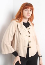 Marc Cain Womens Leather Jacket - Beige - Size N 4 (w1t7)