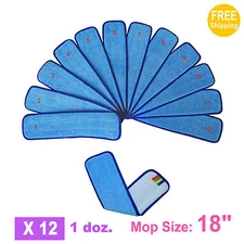 1doz. 18" SunnyCare #26182 Blue Microfiber Damp Room Mops Pad 12pcs