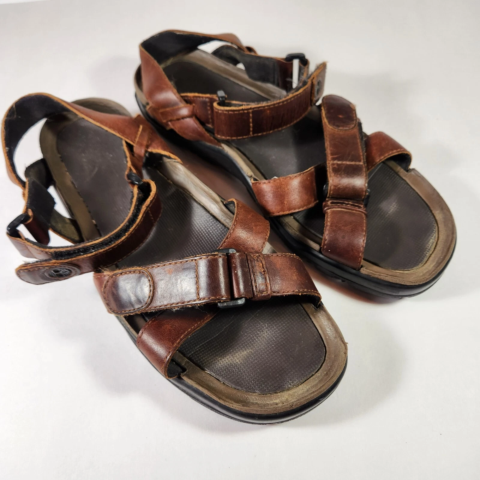 Sandali Timberland da uomo 10 M cinturino a croce sport 94107 marroni in pelle