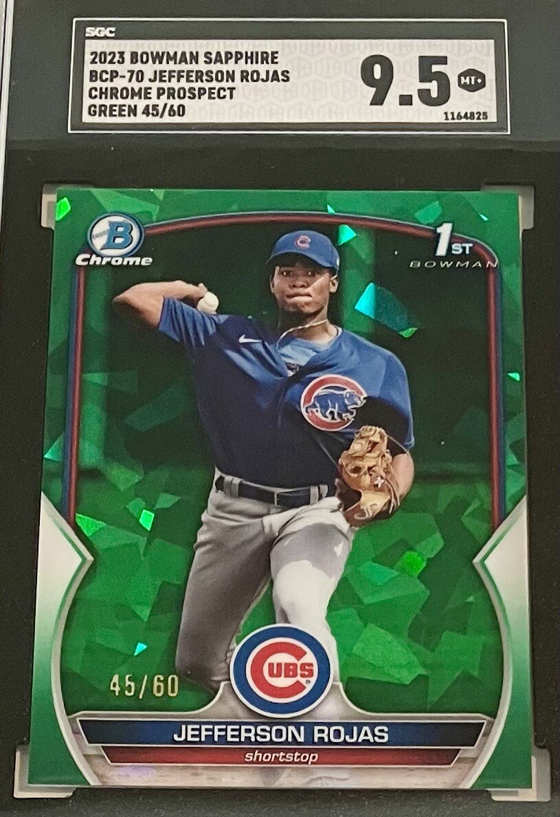 2023 Bowman Chrome Sapphire Jefferson Rojas 1st Green Refractor /60 SGC 9.5