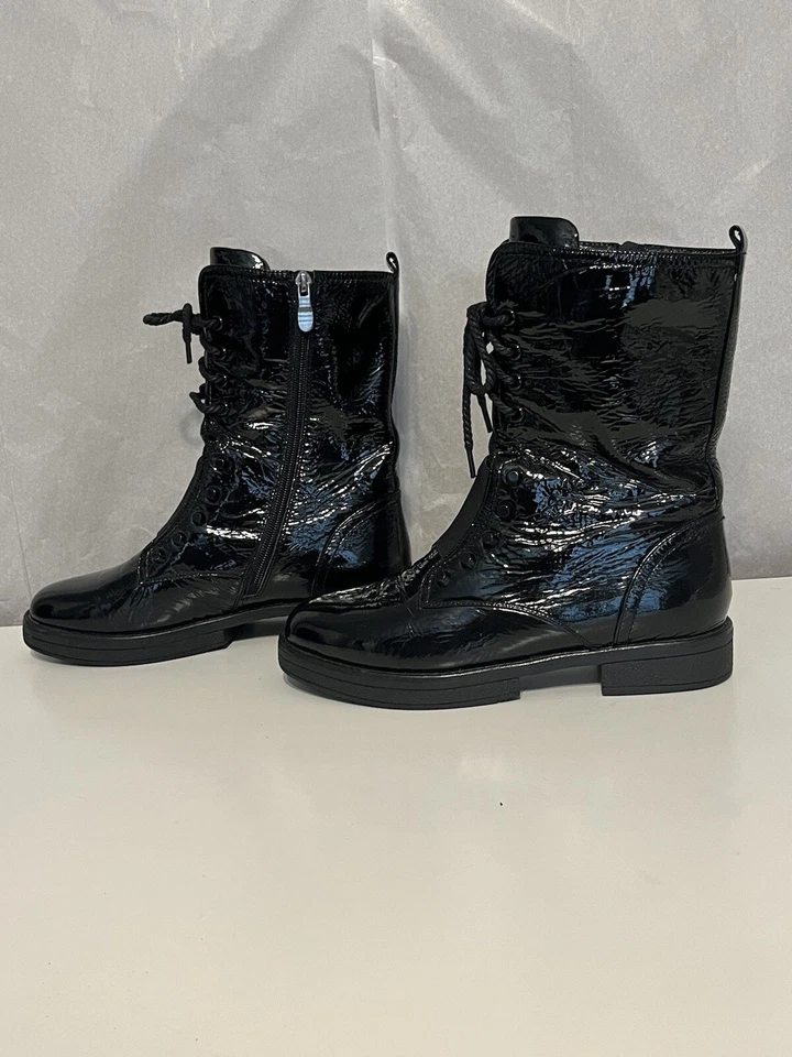Botas de combate negras de charol para mujer talla 7/EU38 plataforma con cordones grunge Foto 4 de 4