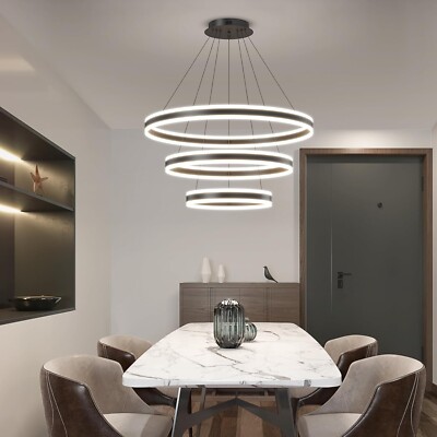 Moderner LED Kronleuchter 3 Ring Rund Pendelleuchte Küche UVP 209,99 £