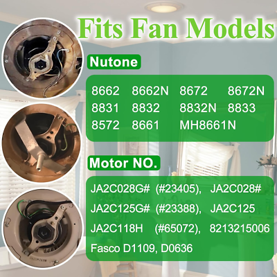 Bathroom Exhaust Fan Motor & Blower Wheel for Nutone JA2C028G 8662
