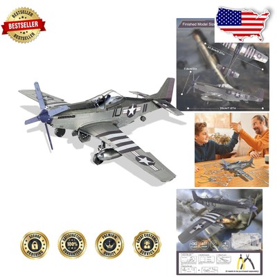 Stainless Steel P-51 Fighter 3D Metal Puzzle - Assemble a Unique Home Decoration