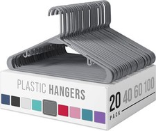 Plastic Clothes Hangers 20 Pack Heavy Duty Durable Coat Lightweight Space Saving