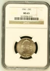 1941 Washington Quarter Dollar .25c NGC MS65