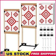 Shooting Target Stand Set 2 Pack Adjustable Base Durable Holder 10 Paper Targets
