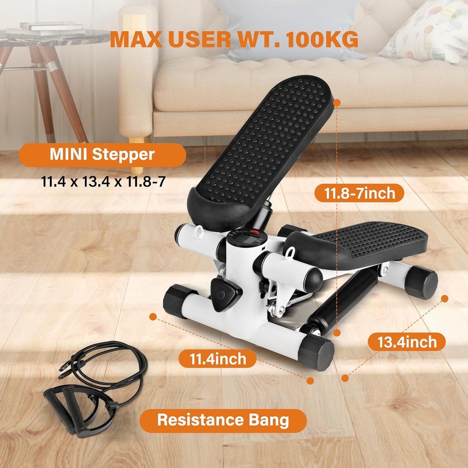 Mini Stepper Exercise Machine w/ Resistance Bands LCD Home Cardio ...