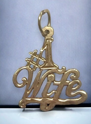 14K Yellow Gold "#1 WIFE" CHARM Pendant