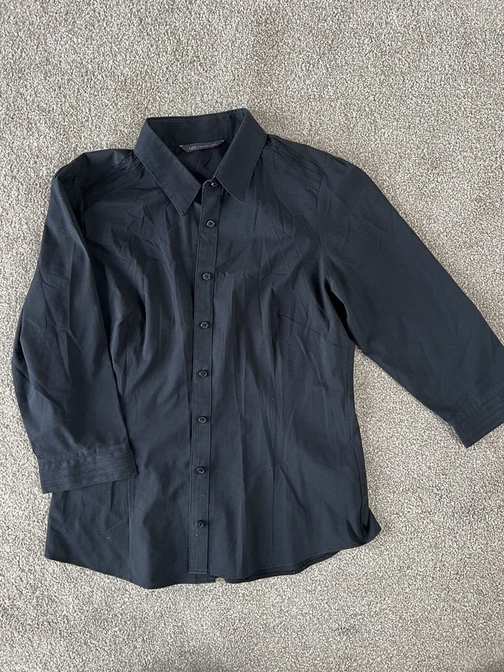 Women’s Black Work Shirt 3/4 Length Sleeves Size 10 eBay
