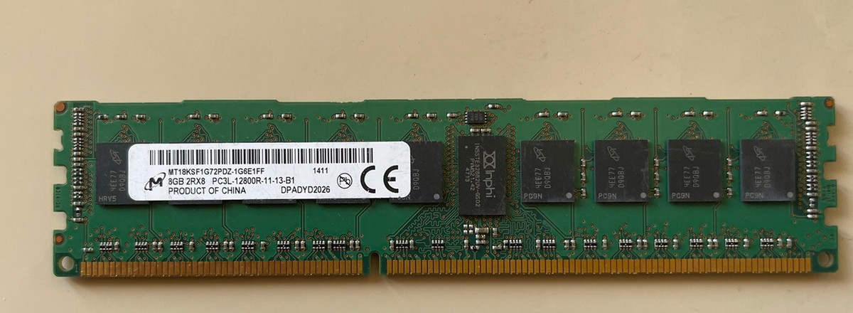 Micron 1X 8GB 2RX8 PC3L-12800R-11-13-B1 Server Memory | eBay Micron 1X 8GB 2RX8 PC3L-12800R-11-13-B1 Server Memory | eBay