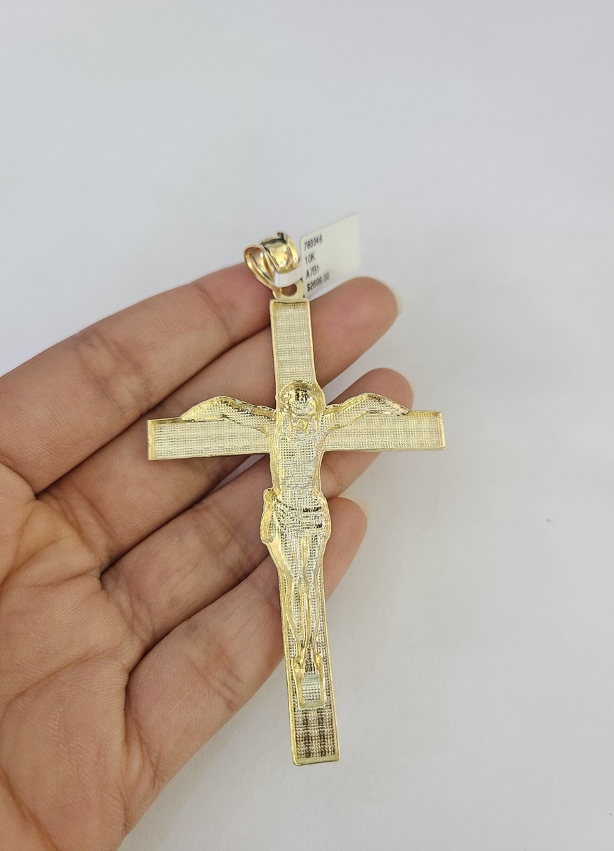 10k Jesus Crucifix Cross Charm Pendant Religious REAL 10Kt Yellow