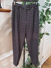 Talbots Women Multicolor Plaid Polyester Straight Leg Pleated Dress Pant Size 8P