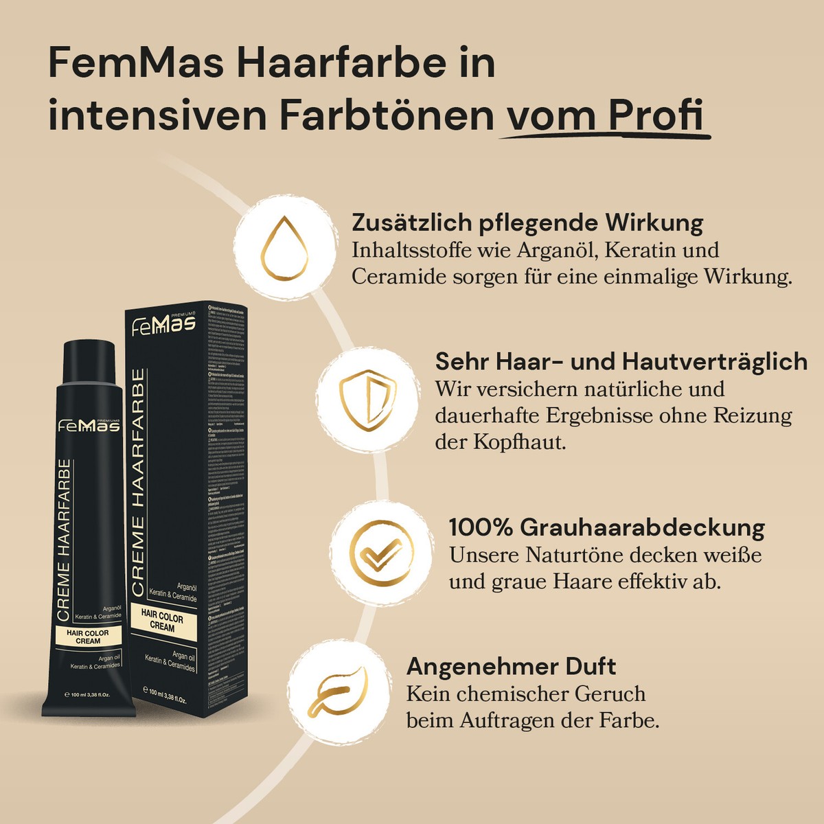 Professionelle Haarfarbe – über 100 Farbtöne, Permanent – Mit Vitamin E & Weizenprotein, Für Glänzendes Haar