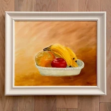 20 Original OIL Painting Still Life Fruits Bowl Realism Canvas Signed Framed Art