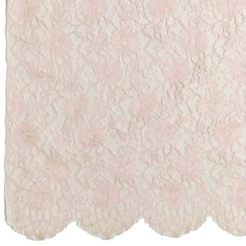 Solstiss double border pink lace fabric French lace cotton blend