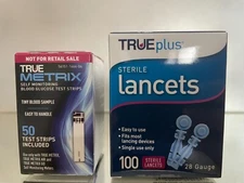 True Metrix Blood Glucose Test Strips 50 CT (1 BOX) EXP 12/2026 + Lancets 100 ct