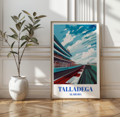 Talladega Superspeedway Travel Poster - NASCAR Racing Art Print