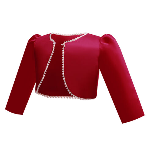 Kids Princess Flower Girl Bolero Shrug Jacket Wedding Bridesmaid Cardigan Party - Picture 8 of 34