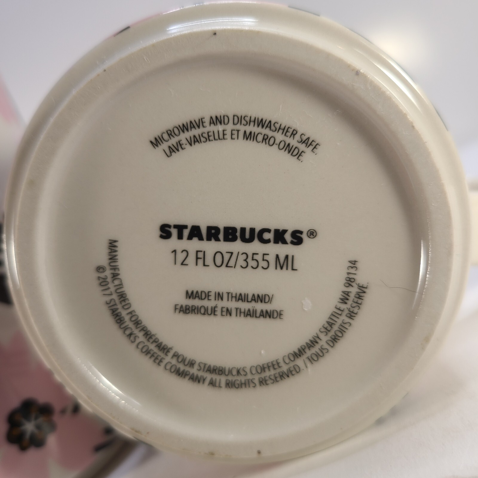 2 Starbucks Floral Cherry Blossom Flower Ceramic Coffee Tea Mug Cup 12 oz