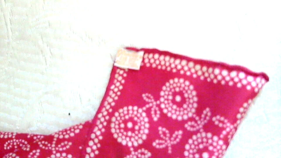 Silk Rayon Blend Scarf Red White 27"x27" Rolled Hem Japan WTags Glentey - Image 4 of 4