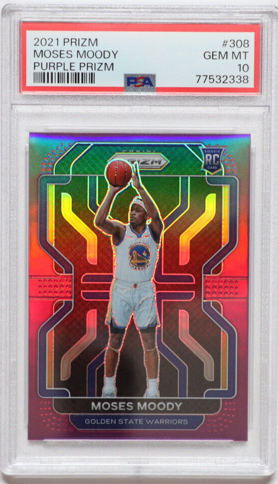 2021-22 Panini Prizm Moses Moody Purple Prizm /99 Rookie RC PSA 10 #308