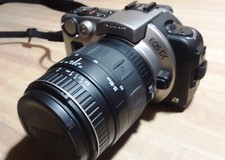 CANON EOS IX Film Camera with Quantaray 28-80mm Lens with Cap and Shoulder Strap