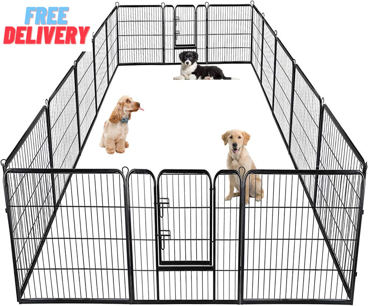Dog Playpen Pet Dog Fence 40 Inch Height 16 Panels Metal Dog Pen