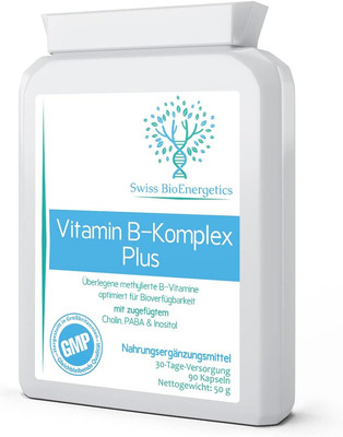 Vitamin B Complex plus - Mit Cholin, PABA, B1, B2, B3, B5, B6, B12 - 90 Kapseln