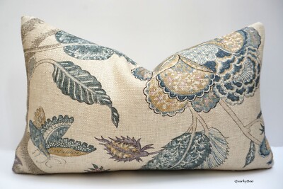 Zoffany Kalamkari blau lila Kissenbezug 12'' x 20''