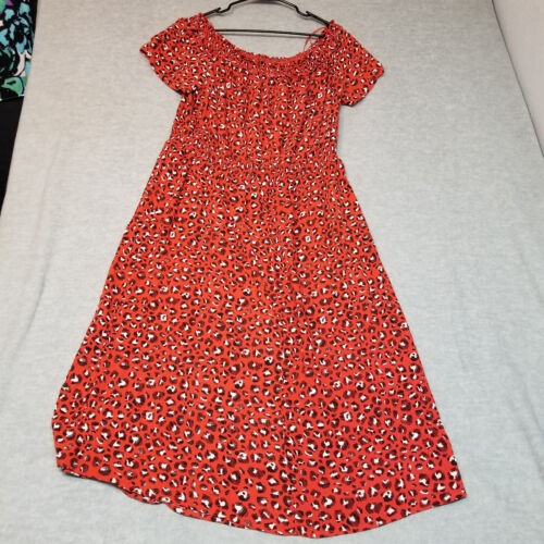 A New Day Dress XXL Off Shoulder Leopard Print Red New With Tags Knee Length