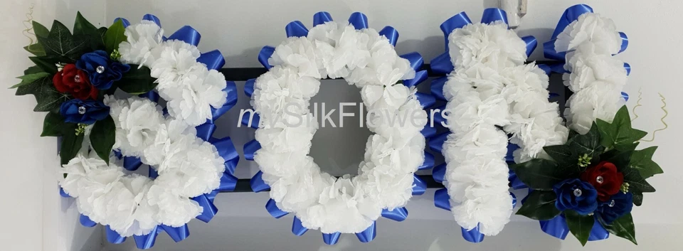 MYSILKFLOWERS LTD SON Artificial Silk Funeral Tribute Any 3 Letter Name Flower Wreath BRO DAD MUM