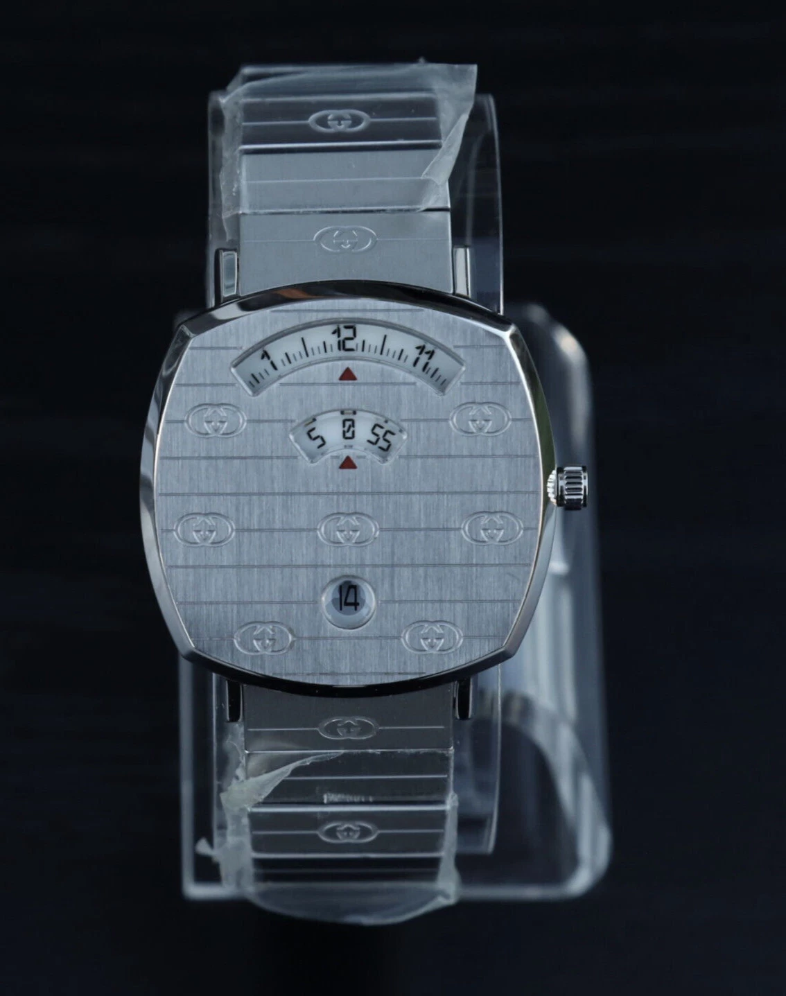 Orologio GUCCI UNISEX Grip Bracciale Acciaio Inox 35mm YA1574