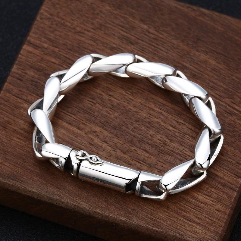 ITALY MADE SILVER925 TWIST BRACELET/シルバー Vintage IBB 925 ITALY Sterling Silver Twisted Chain Bracelet
