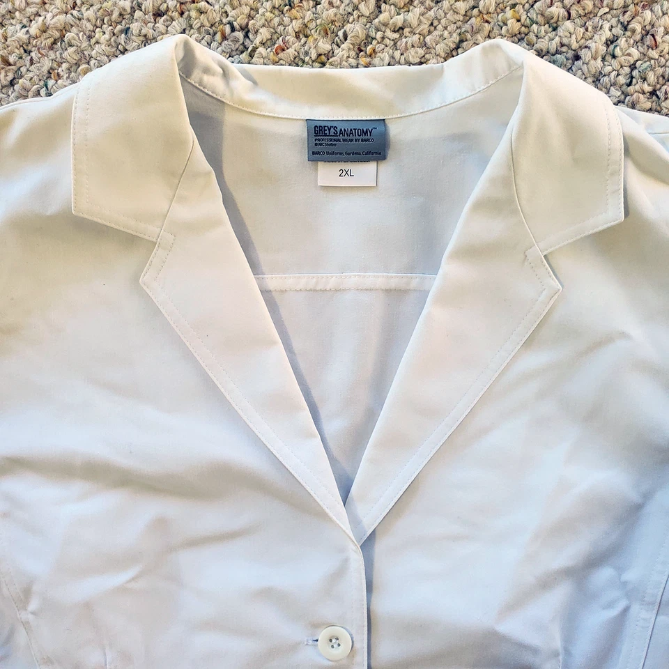 Grey's Anatomy Barco 4455X 4-Pocket Princess Lab Coat White Uniform Womens 2XL - Image 2 of 4