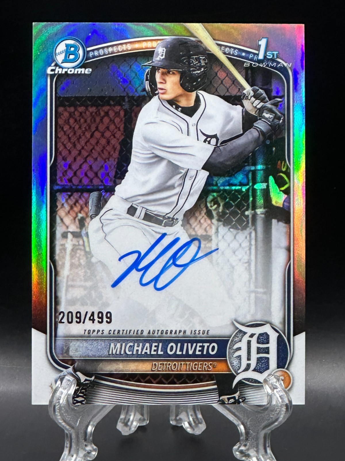 Michael Oliveto 2025 Bowman Draft Chrome 1st Auto Refractor /499 Tigers #CPA-MO