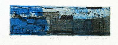 Kunst in der DDR ''Hafen'' 1991. Radierung Falko BEHRENDT (*1951 D) handsigniert