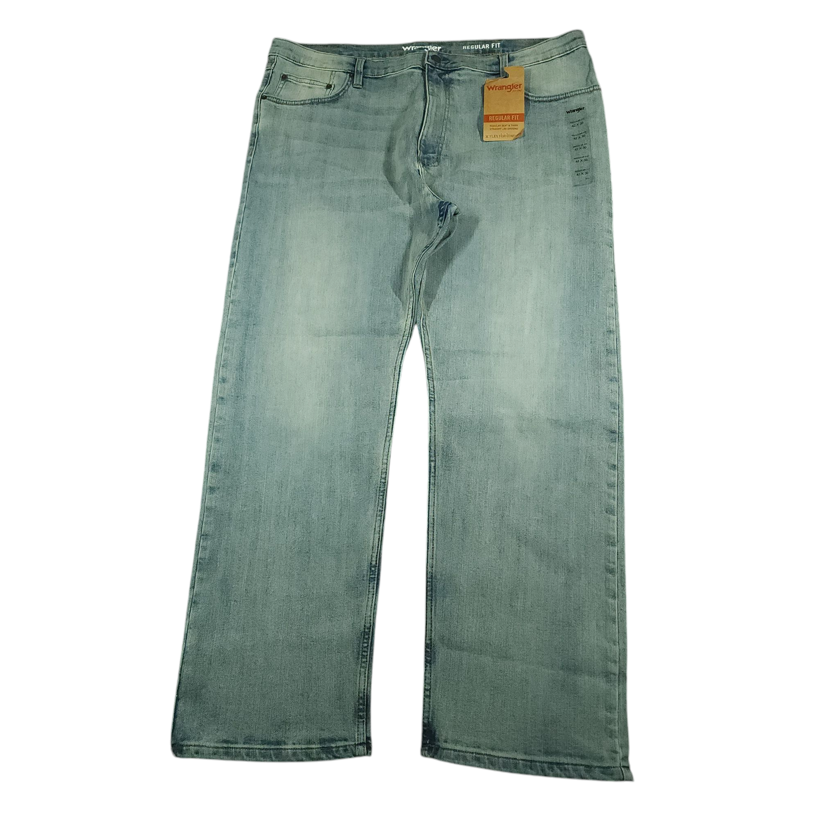 Wrangler Jeans 42x30 Mens Regular Fit Flex High Waisted Wide Leg Whiskering