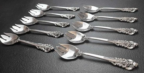 Wallace Grande Baroque Sterling Silver 10 Ice Cream Forks Lot B [Price Decrease]