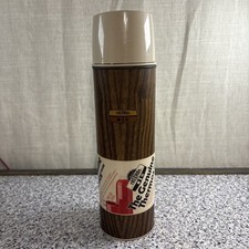 *Nuevo Termo Vintage Años 60 70 Metal Madera Grano Enfriador Taza Sopa King Seeley