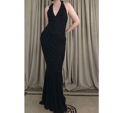 Vintage Scott McClintock Black Sparkly Halter Neck Open Back Dress