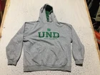 UND North Dakota Fighting Hawks Hoodie Mens XL Gray Embroidered Spell Out Pocket
