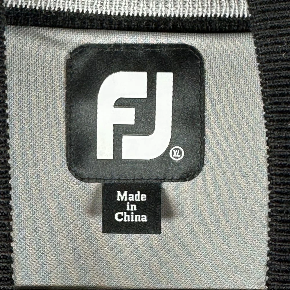 FootJoy Black White Windowpane Plaid Wool 1/2 Zip Pullover Sweater Men’s Size XL - Image 4 of 4