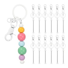 12Pcs Beadable Keychains DIY Beaded Keychain Making Kit White