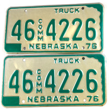 Nebraska 1976 Commercial Truck License Plate Set Pair 46 4226 Merrick Co Decor