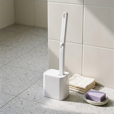 Disposable Toilet Brush Handle with Holder Reusable Bathroom Cleaning Tool Base